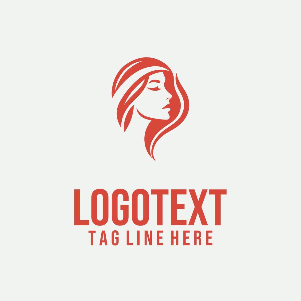 Silhouette Glow Art linear lady face logo vector