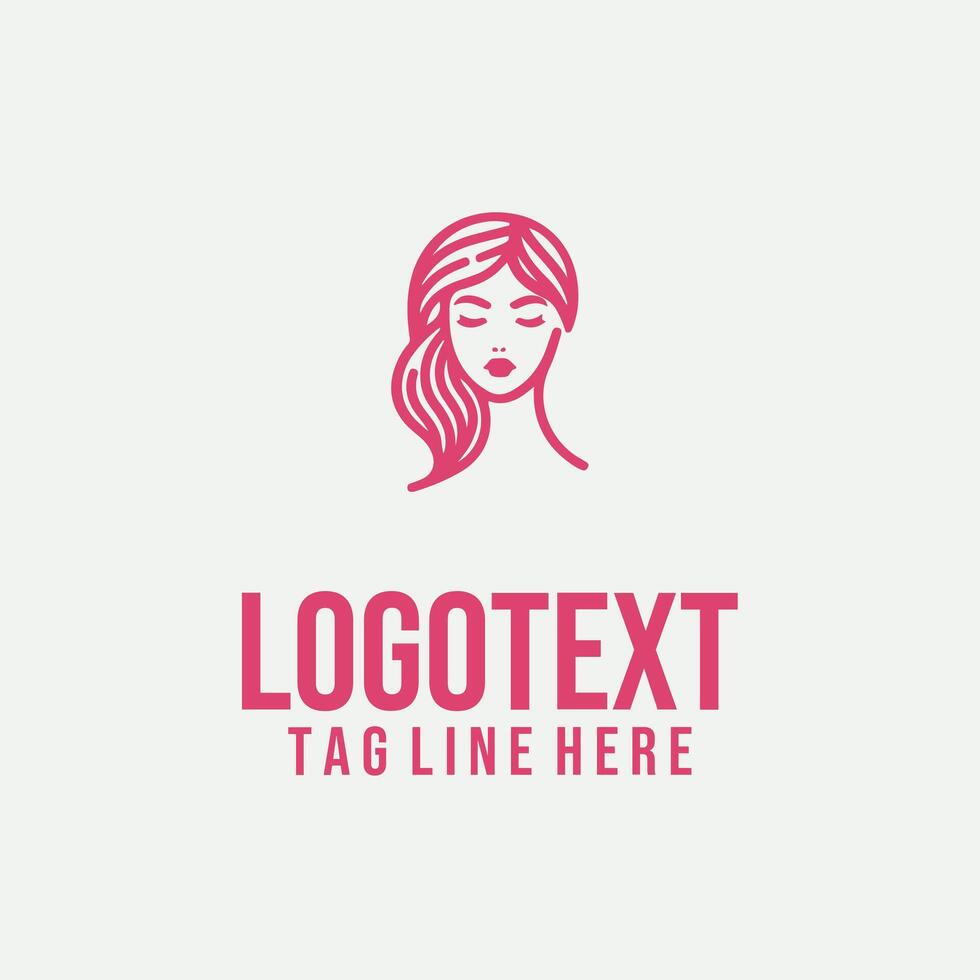 Contour Muse Line linear lady face logo vector