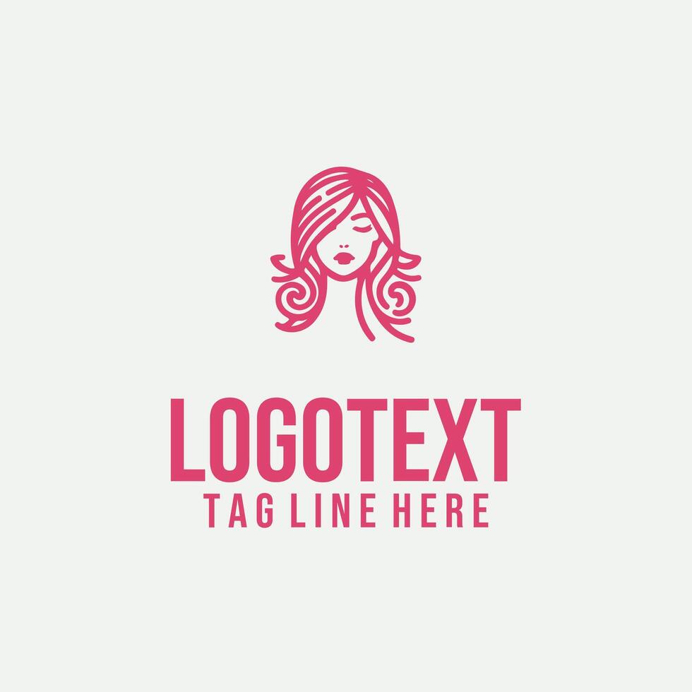 Radiant Form Glow linear lady face logo vector