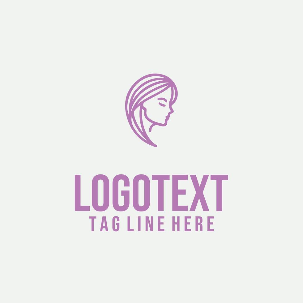 Elegant Goddess Line linear lady face logo vector