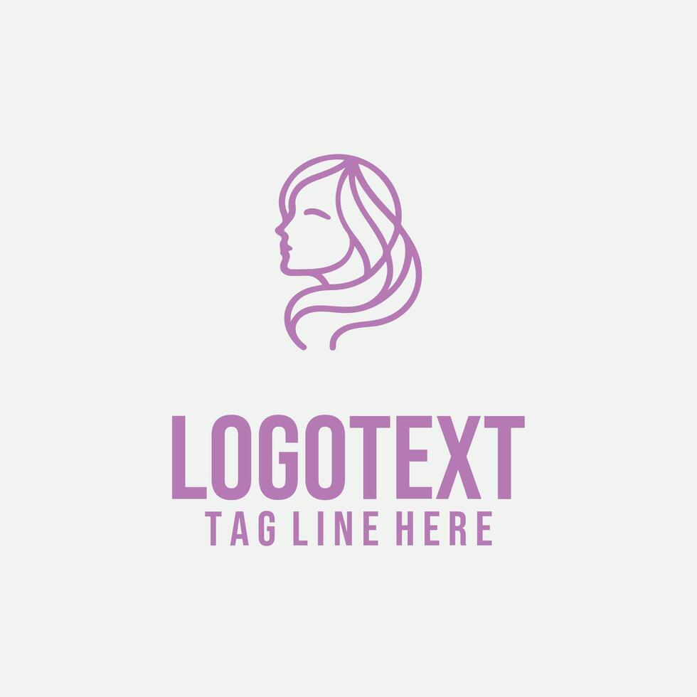 Lady Contour Art linear lady face logo vector