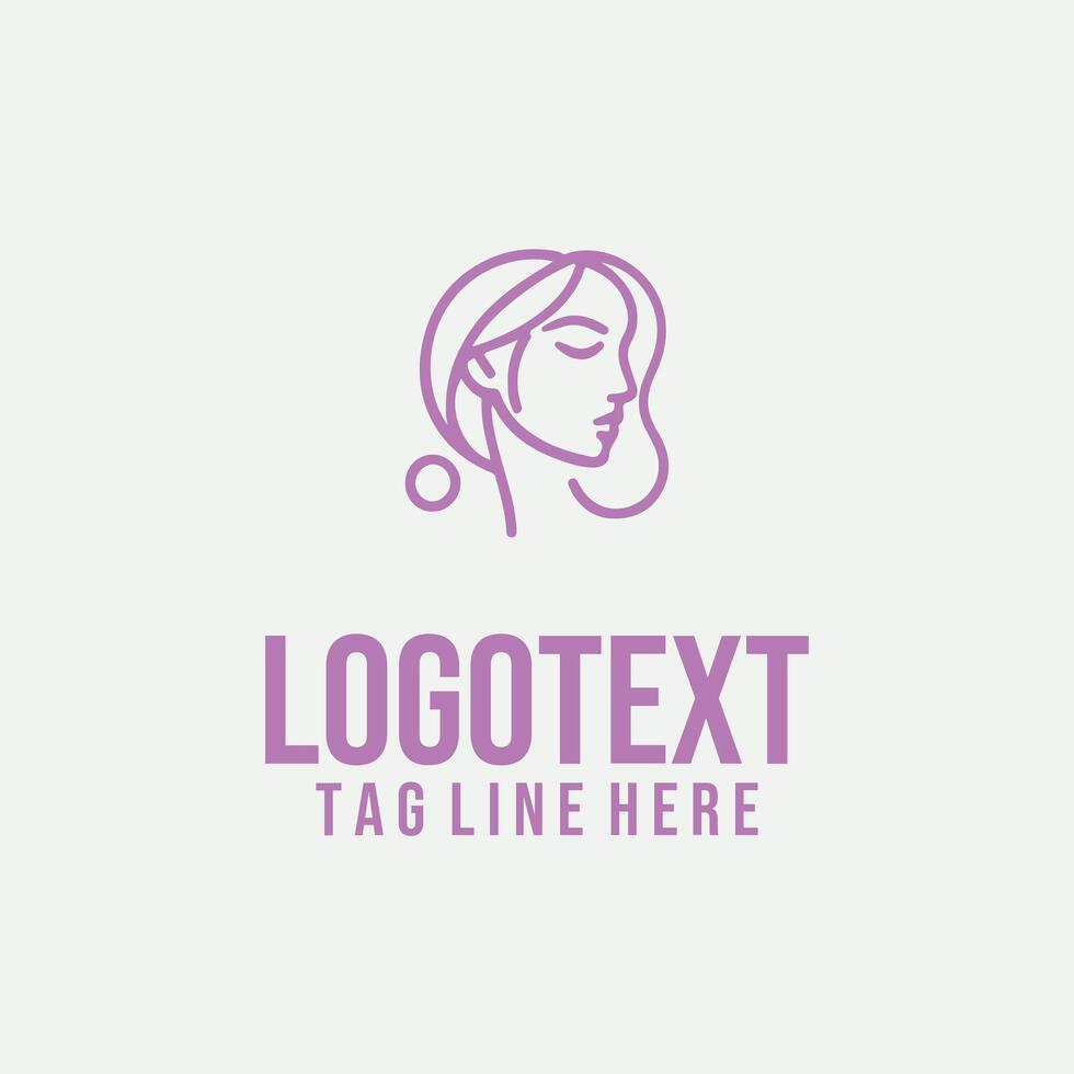 SculptedAuraLine linear lady face logo vector