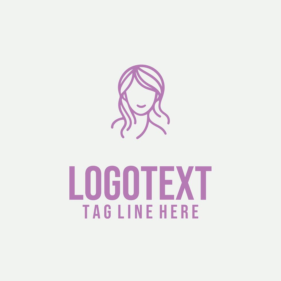 SoftGlow Lines linear lady face logo vector