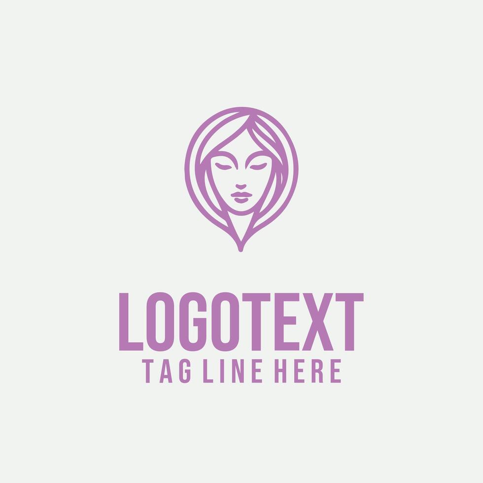Silhouette Radiance linear lady face logo vector