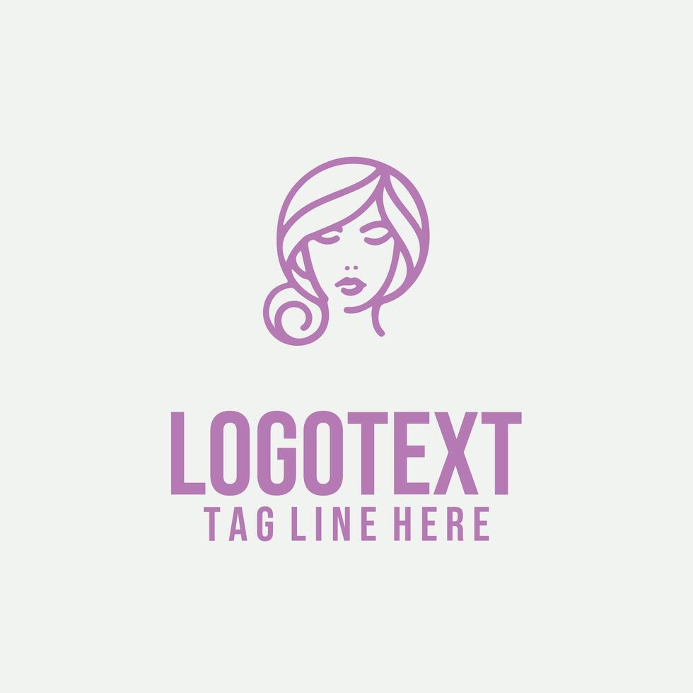 Pure Sculpt linear lady face logo vector