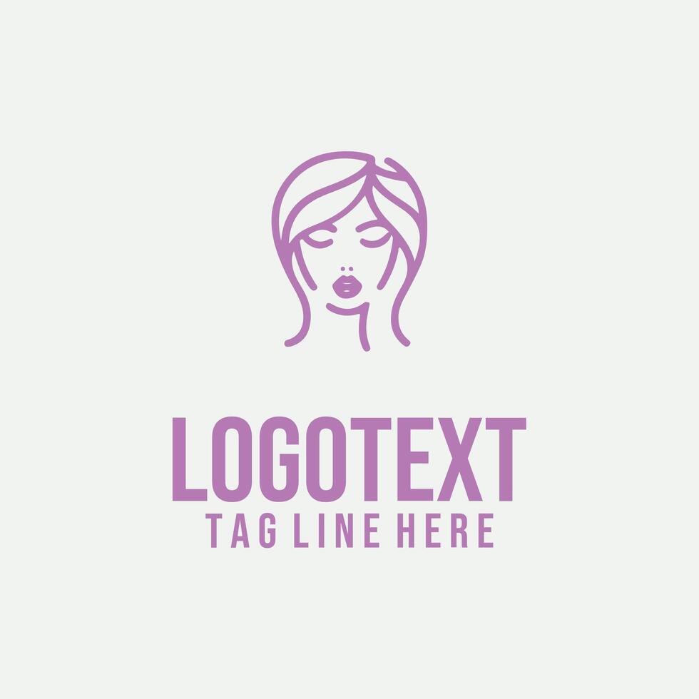 Lady Curve linear lady face logo vector