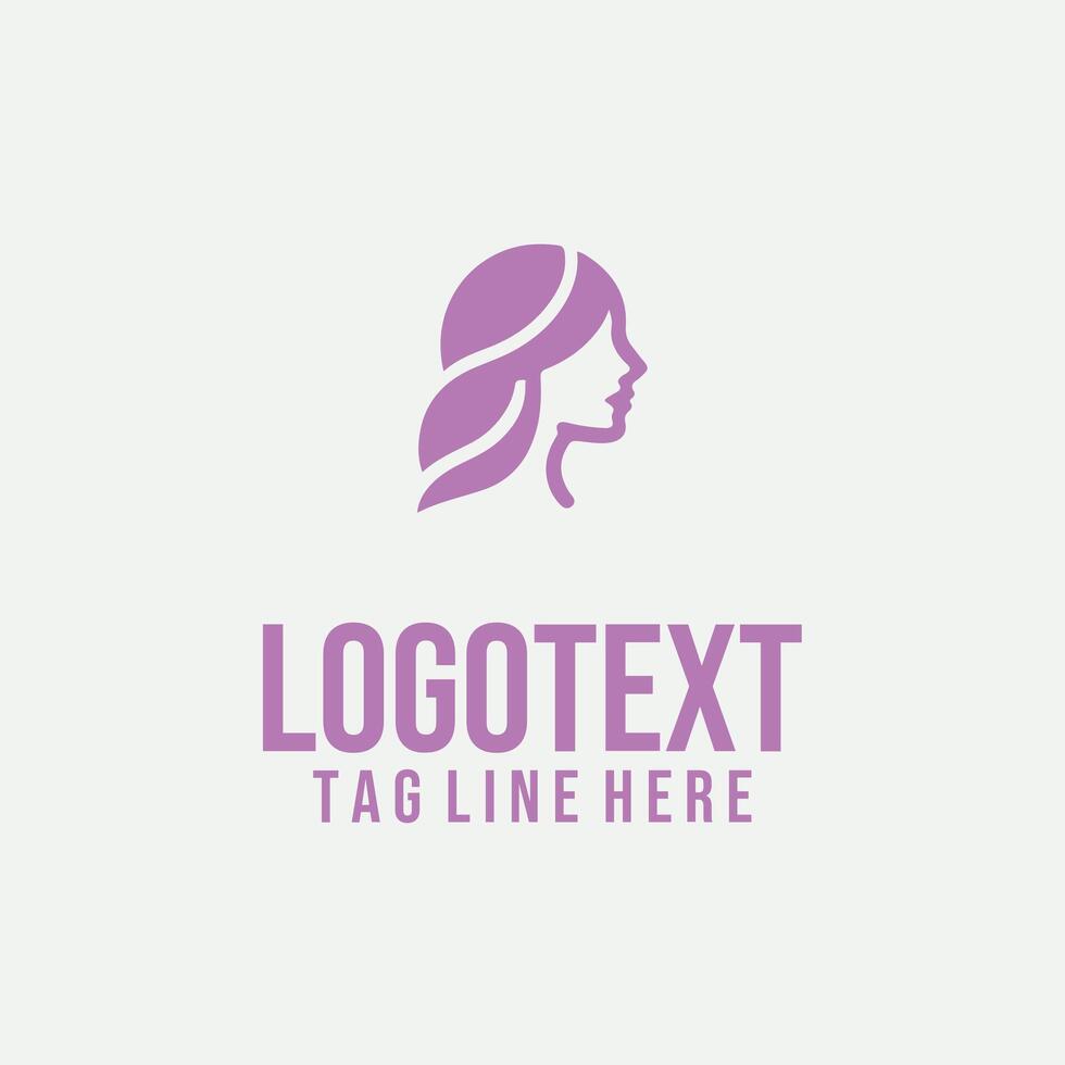 Contour Glow Line linear lady face logo vector