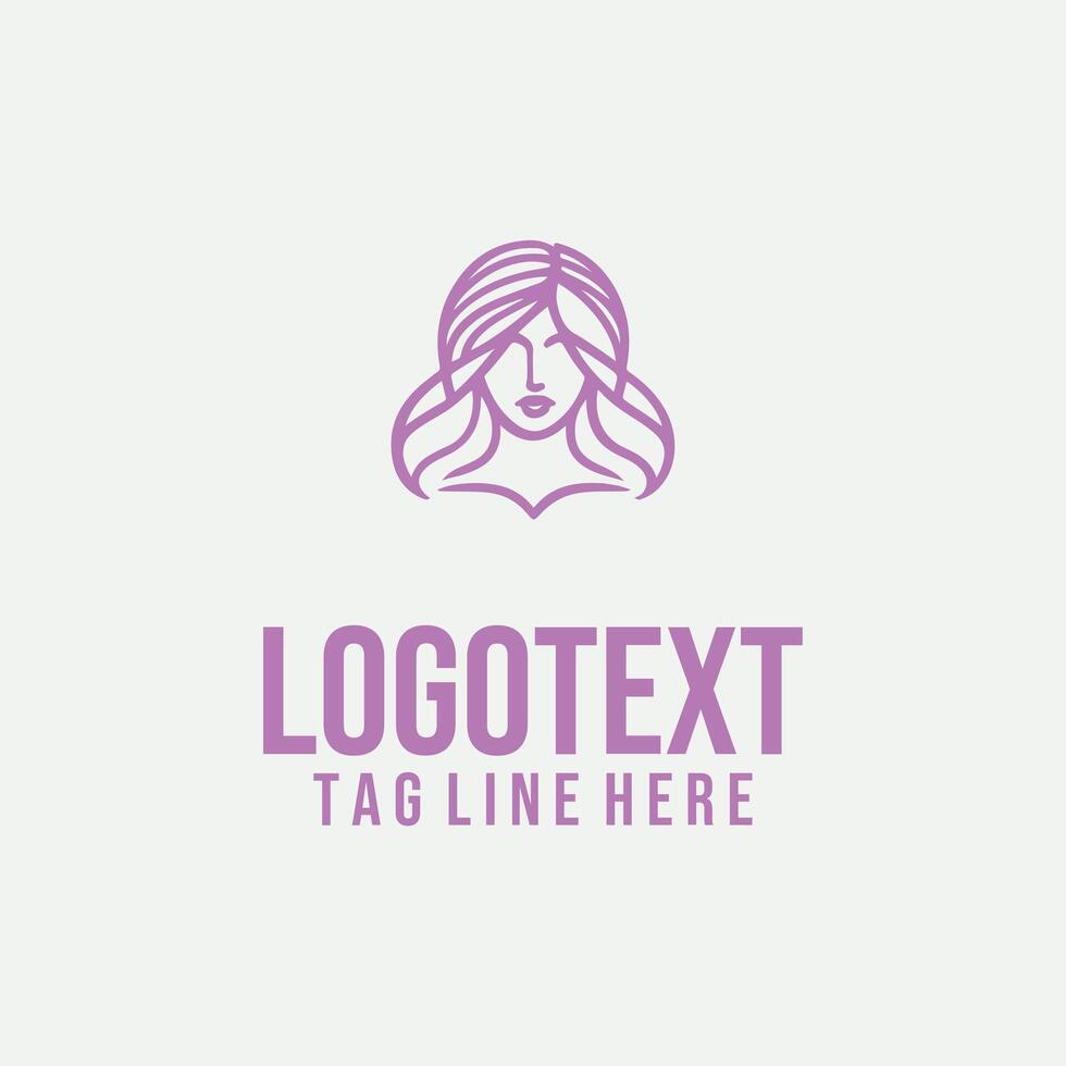 Grace Sculpted Line linear lady face logo vector