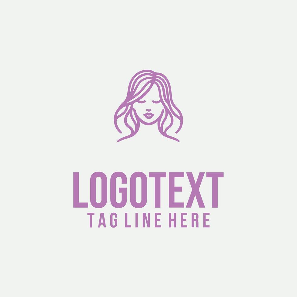 Pure Grace Contour linear lady face logo vector