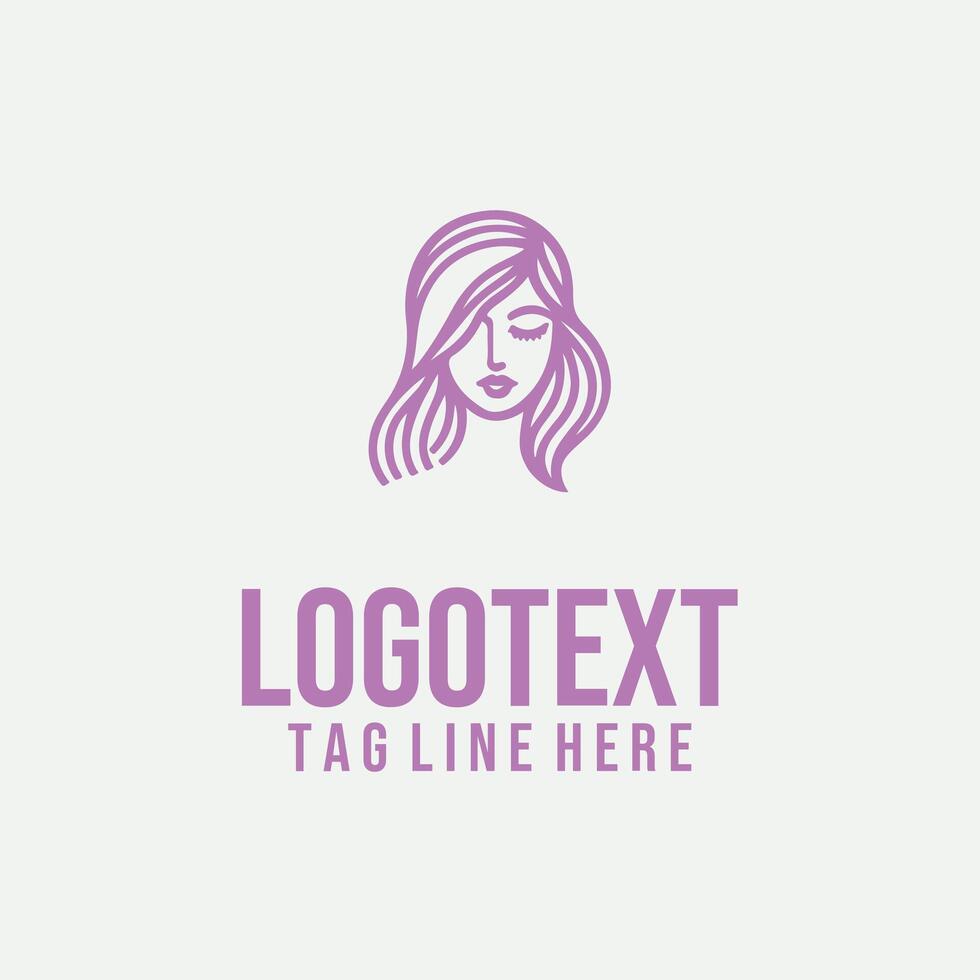 Elegant Contour Art linear lady face logo vector