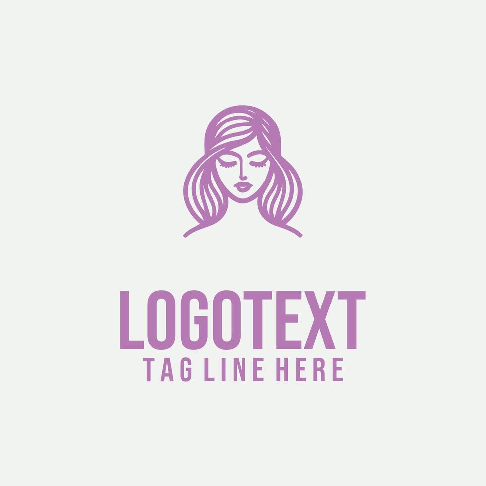 Linear Dream Line linear lady face logo vector