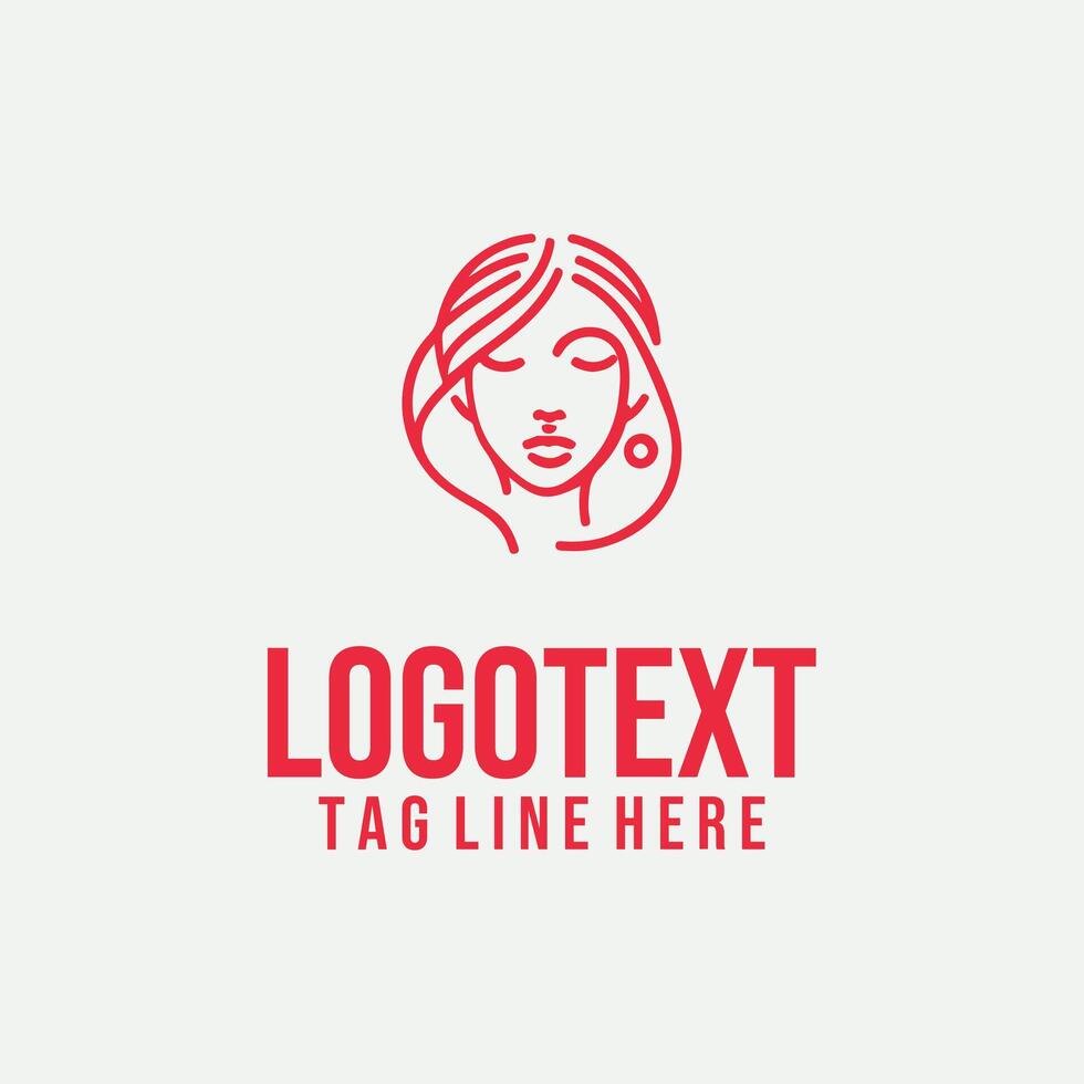 Femme Linear Chic linear lady face logo vector