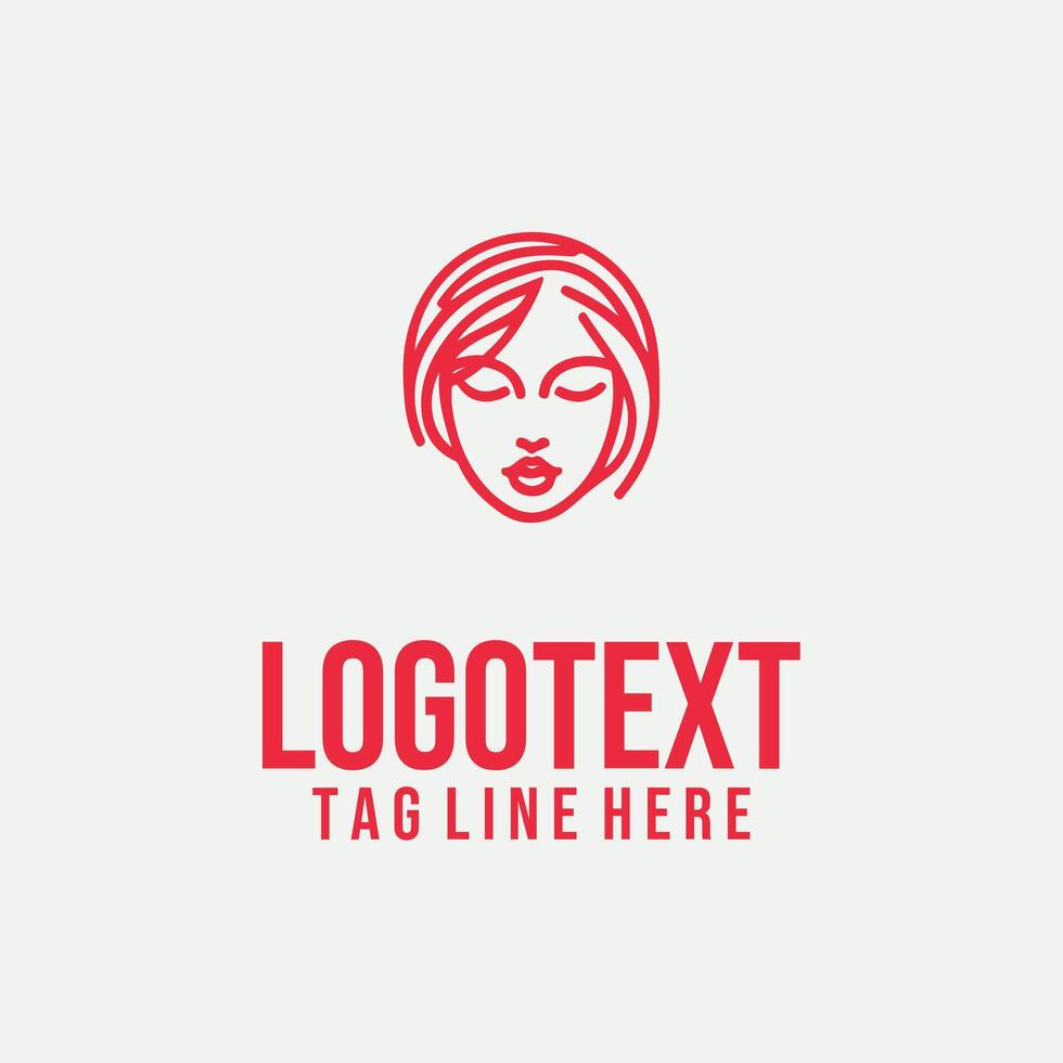 Line Grace linear lady face logo vector