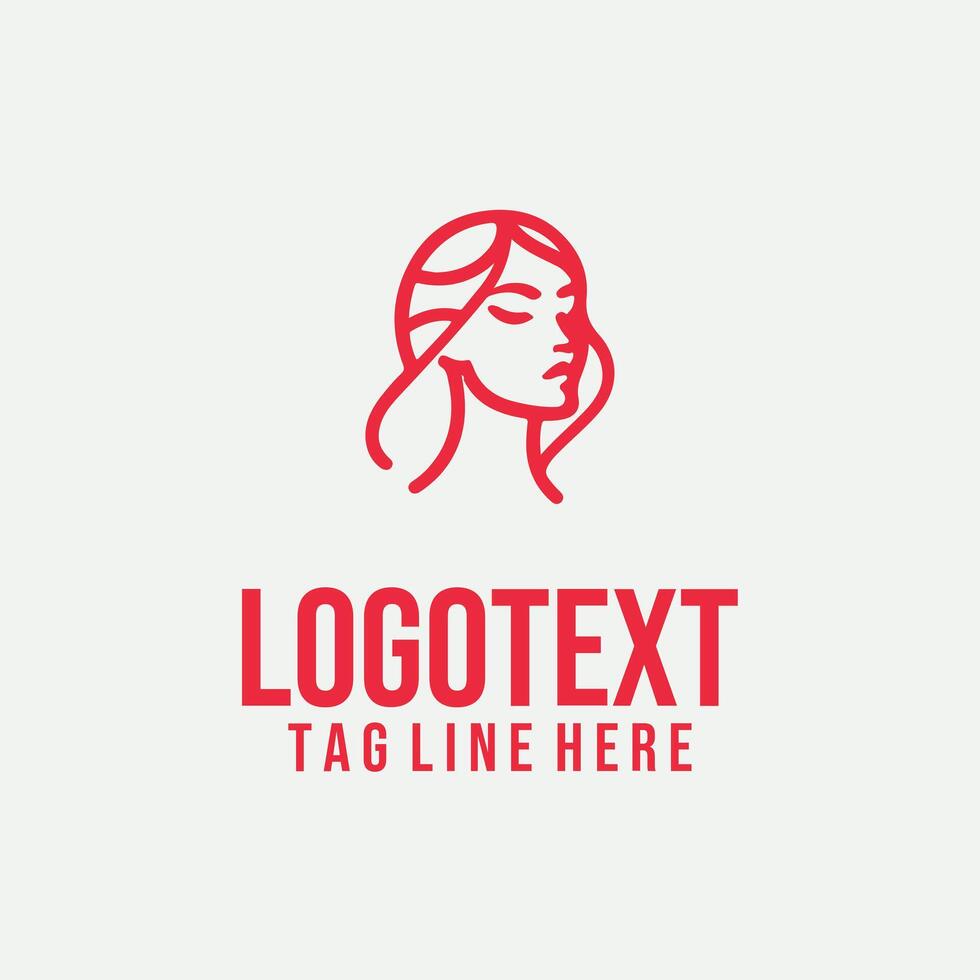 Linear Line Craft linear lady face logo vector