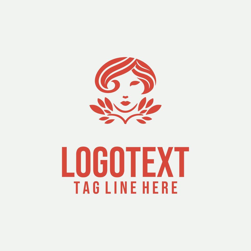 Linnea linear lady face logo vector