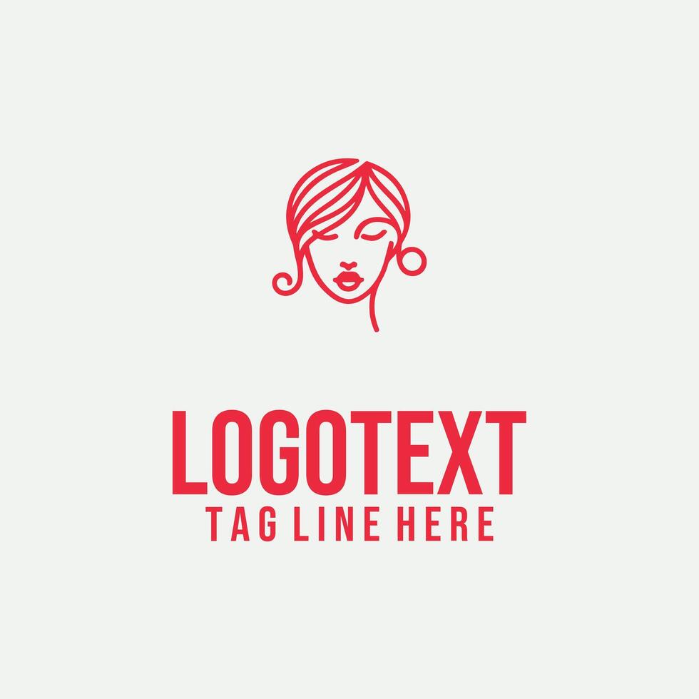 Femme Contours Glow linear lady face logo vector