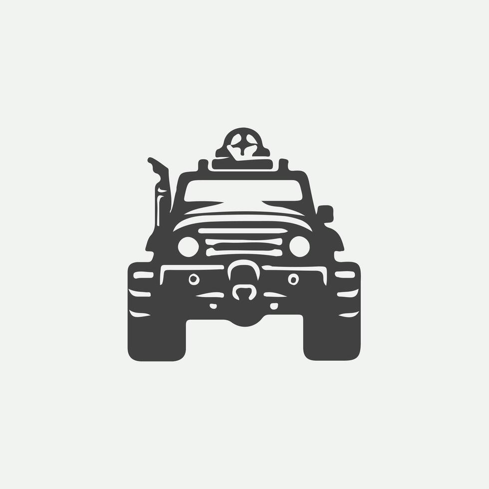 A black and white image of a truck with a gun on it vector