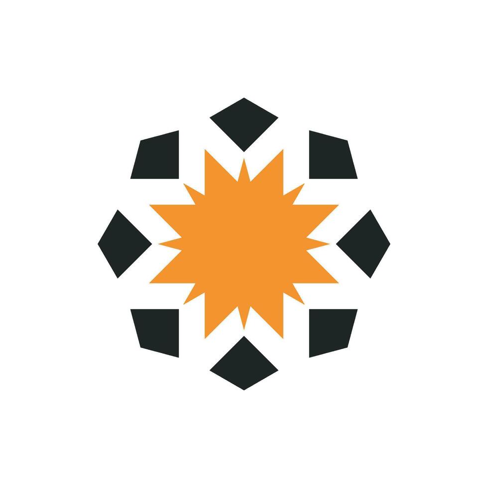 Orange Abstract Star Circle Ornamental Logo Template Illustration Design. EPS 10. vector