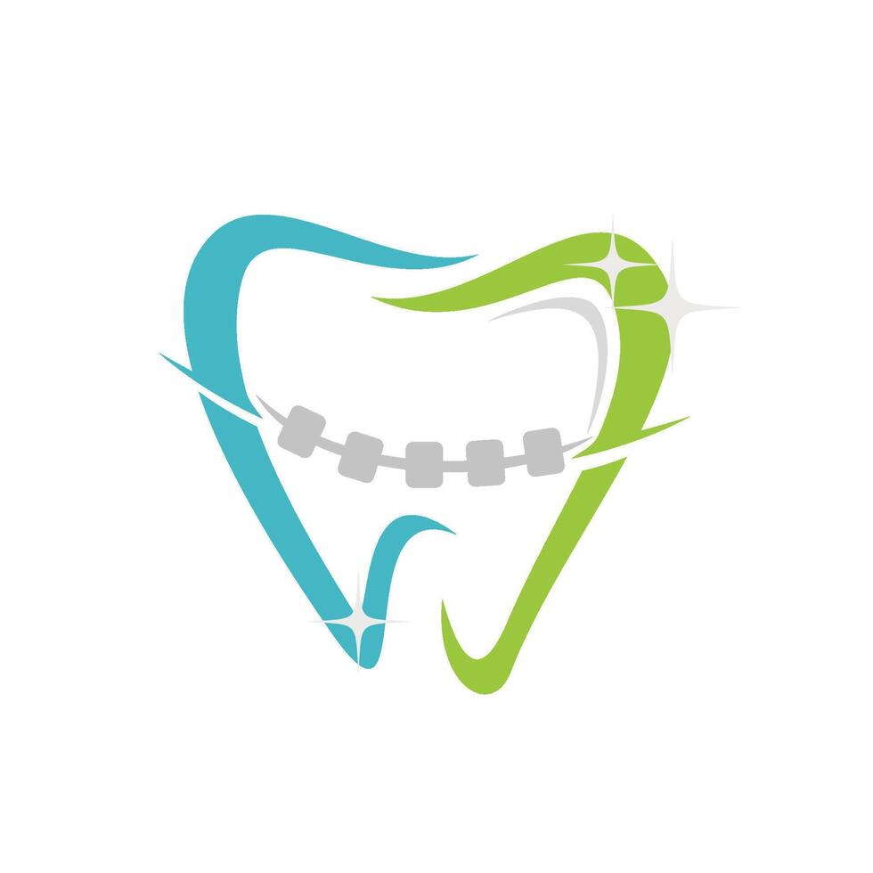 Green Brace Smile Tooth Logo Template Illustration Design. EPS 10. vector