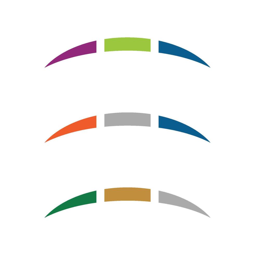 Colorful Set Bridge Swoosh Icon Logo Template vector