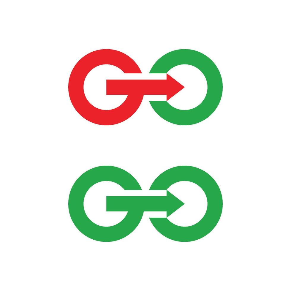 Set GO Letter with Arrow Logo Template Illustration Design. EPS 10. vector