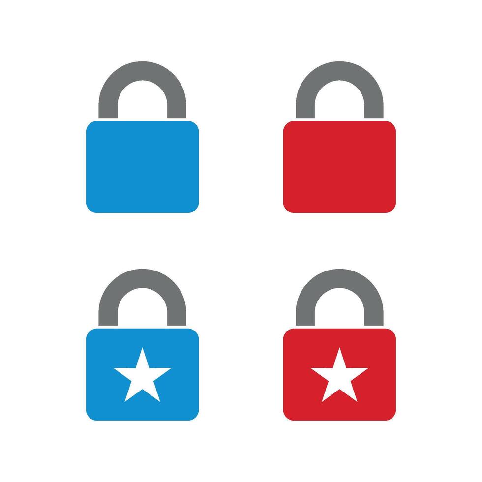 Set Padlock Star Logo Template Illustration Design. EPS 10. vector