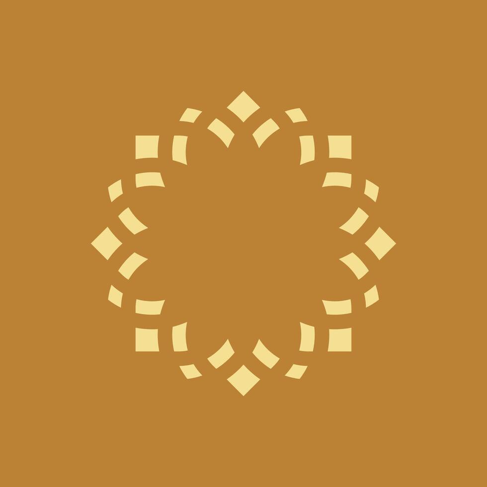 Gold Border Frame Star Flower Ornamental Pictograph Logo Template Illustration Design. EPS 10. vector