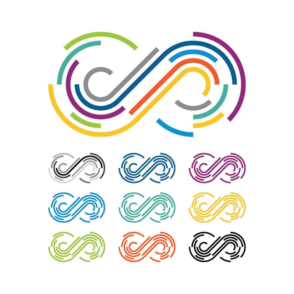 Set Colorful Lines Decorative Pictograph Infinity Sign - Logo Template Illustration Design. EPS 10. vector