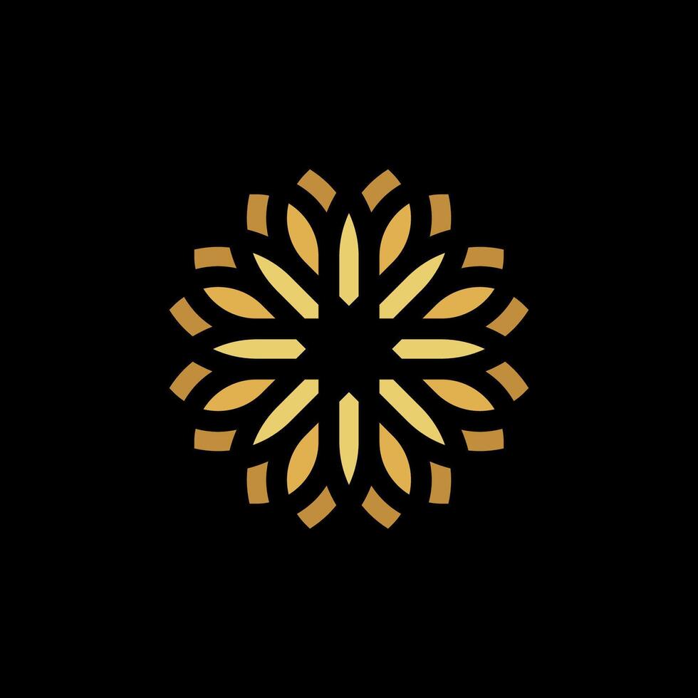 Gold Star Flower Ornamental Pictograph Logo Template Illustration Design. EPS 10. vector