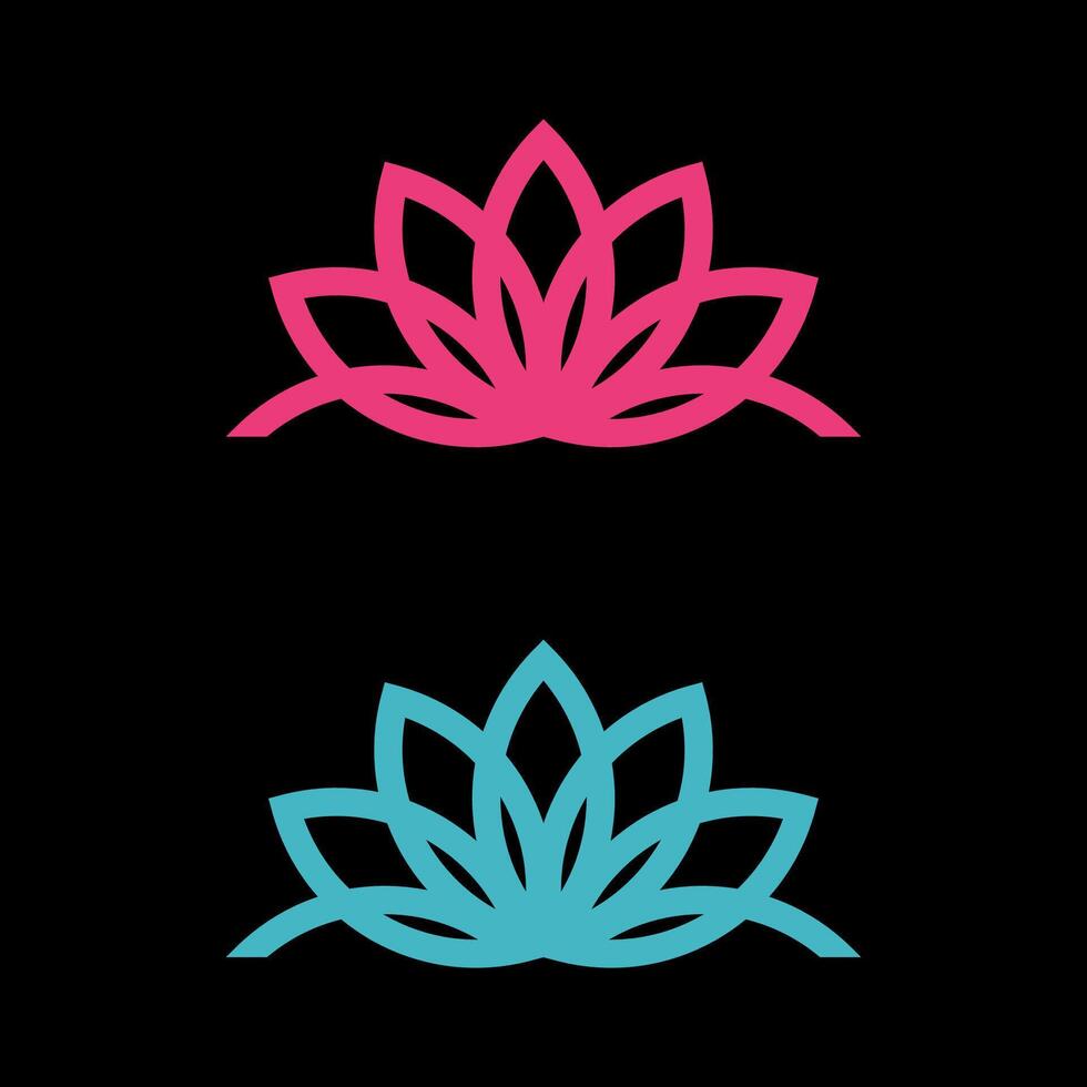 Set Blossom Lily or Lotus Flower Logo Template Illustration Design. EPS 10. vector
