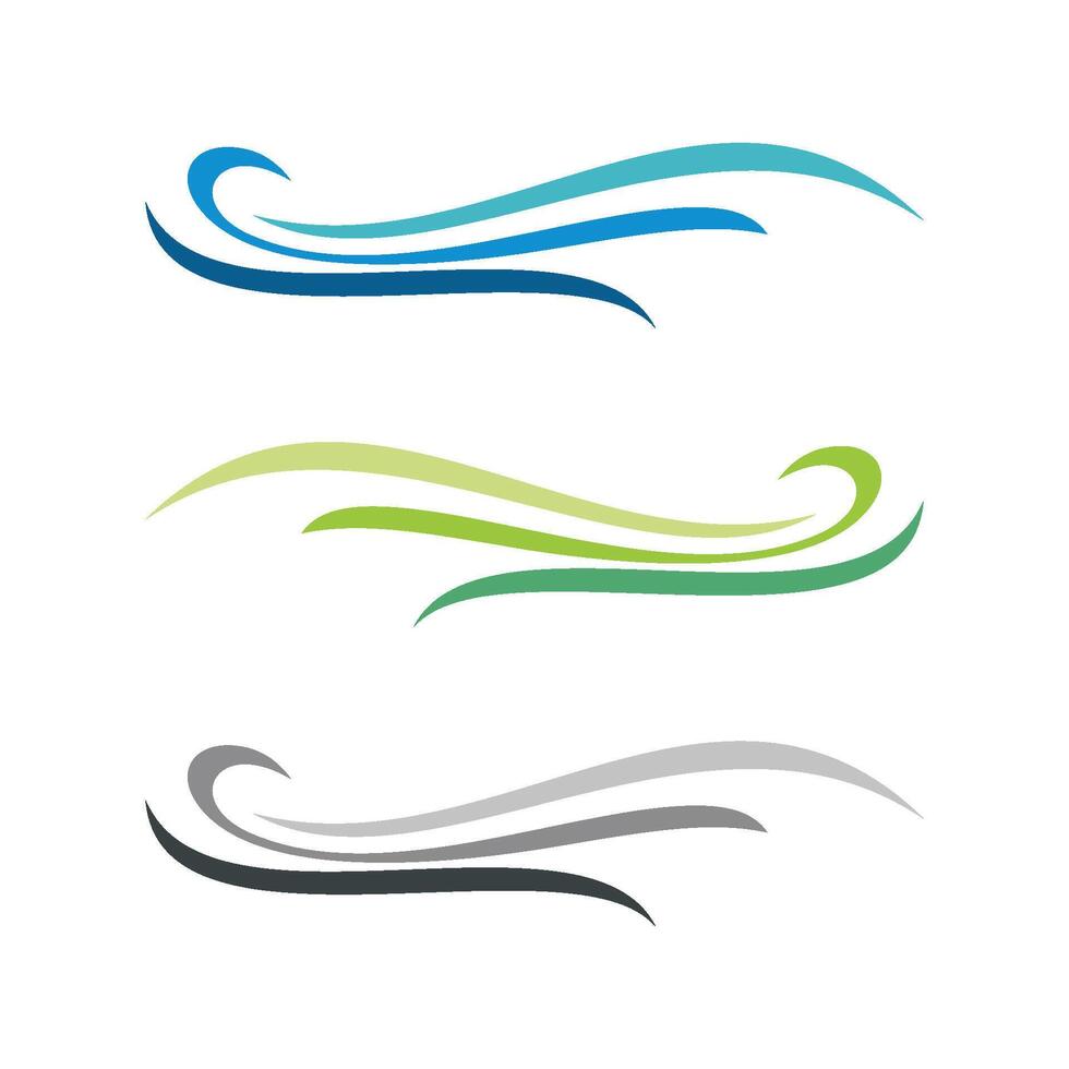 Set Ornamental Element Wave Line Logo Template Illustration Design. vector
