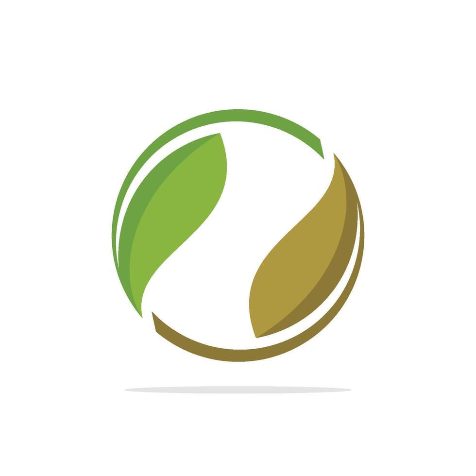 Circle Green Natural Leaf Yin Yang Logo Template Illustration Design. EPS 10. vector