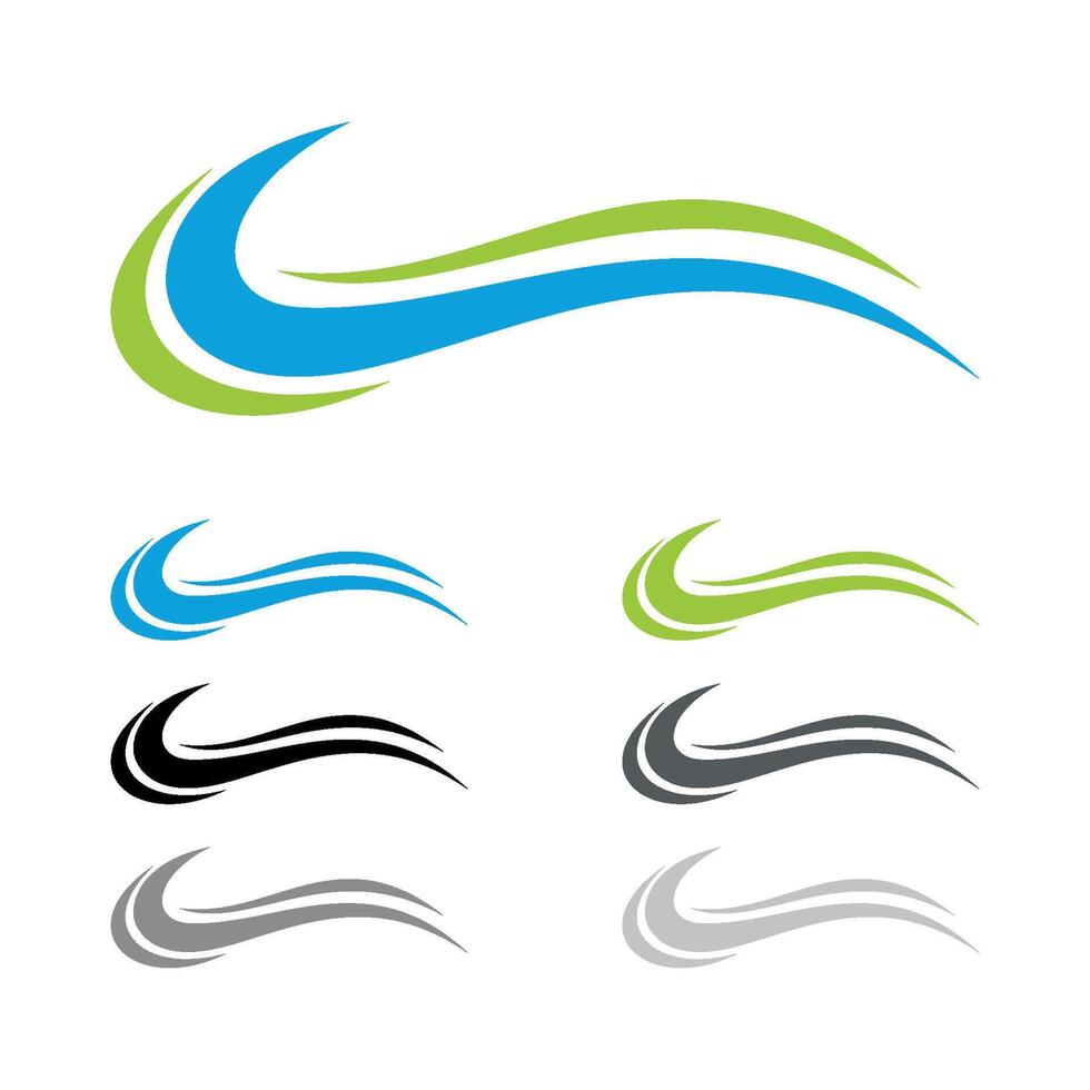Set Green Blue Abstract Ornamental Wave Line Logo Template Illustration Design. EPS 10. vector