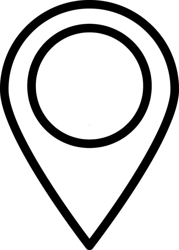 Outline black map pointer icon isolated GPS location vector