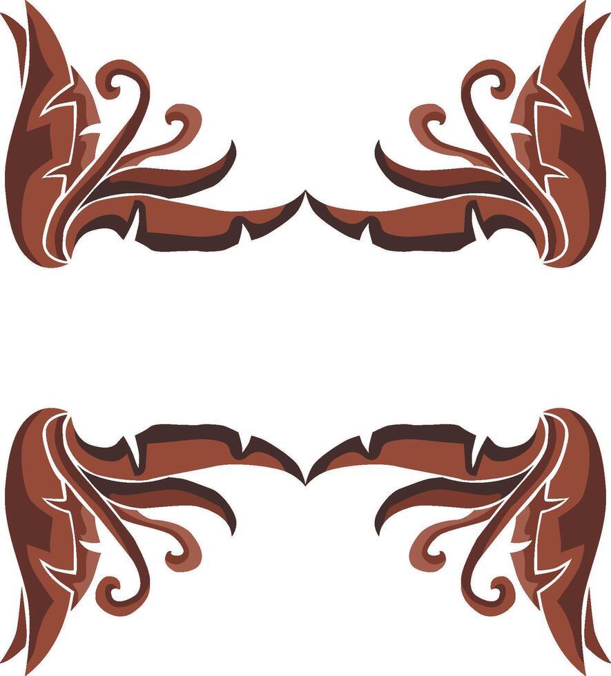 Rustic Brown Swirl Floral Decorative Elements vector