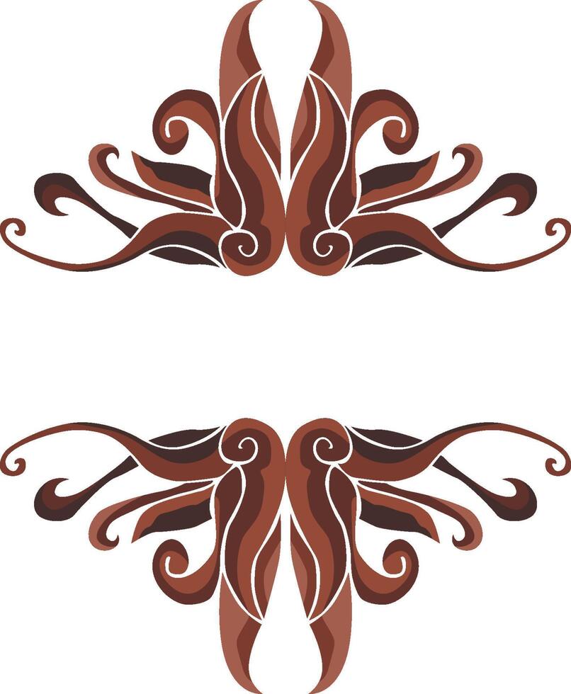 Brown-Inspired Swirl Floral Ornamentation vector