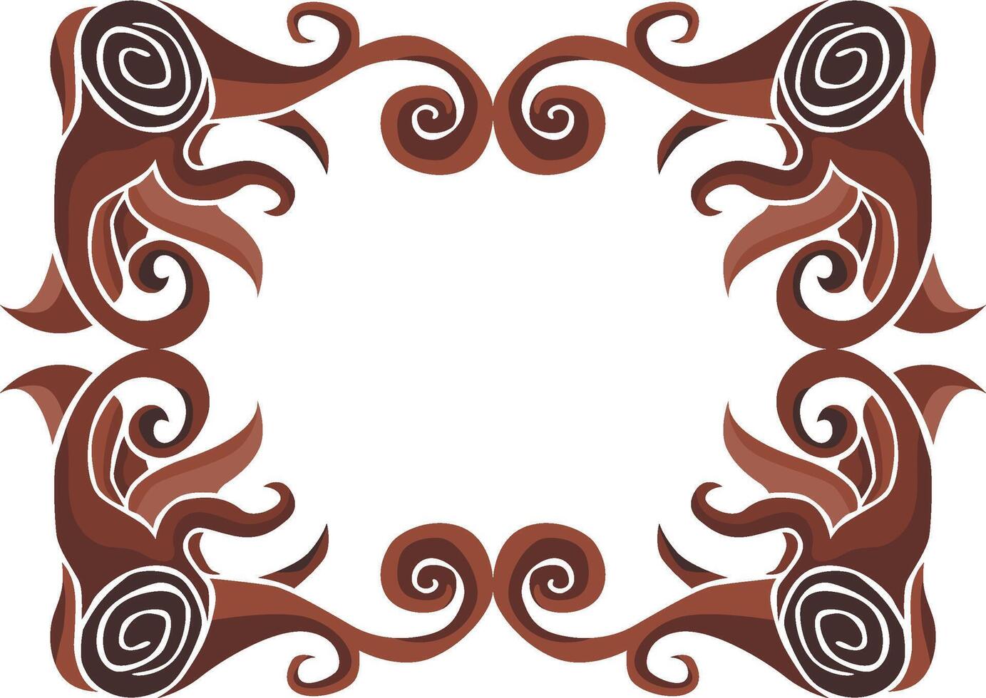 Nature-Inspired Swirl Flora in Brown Hues vector
