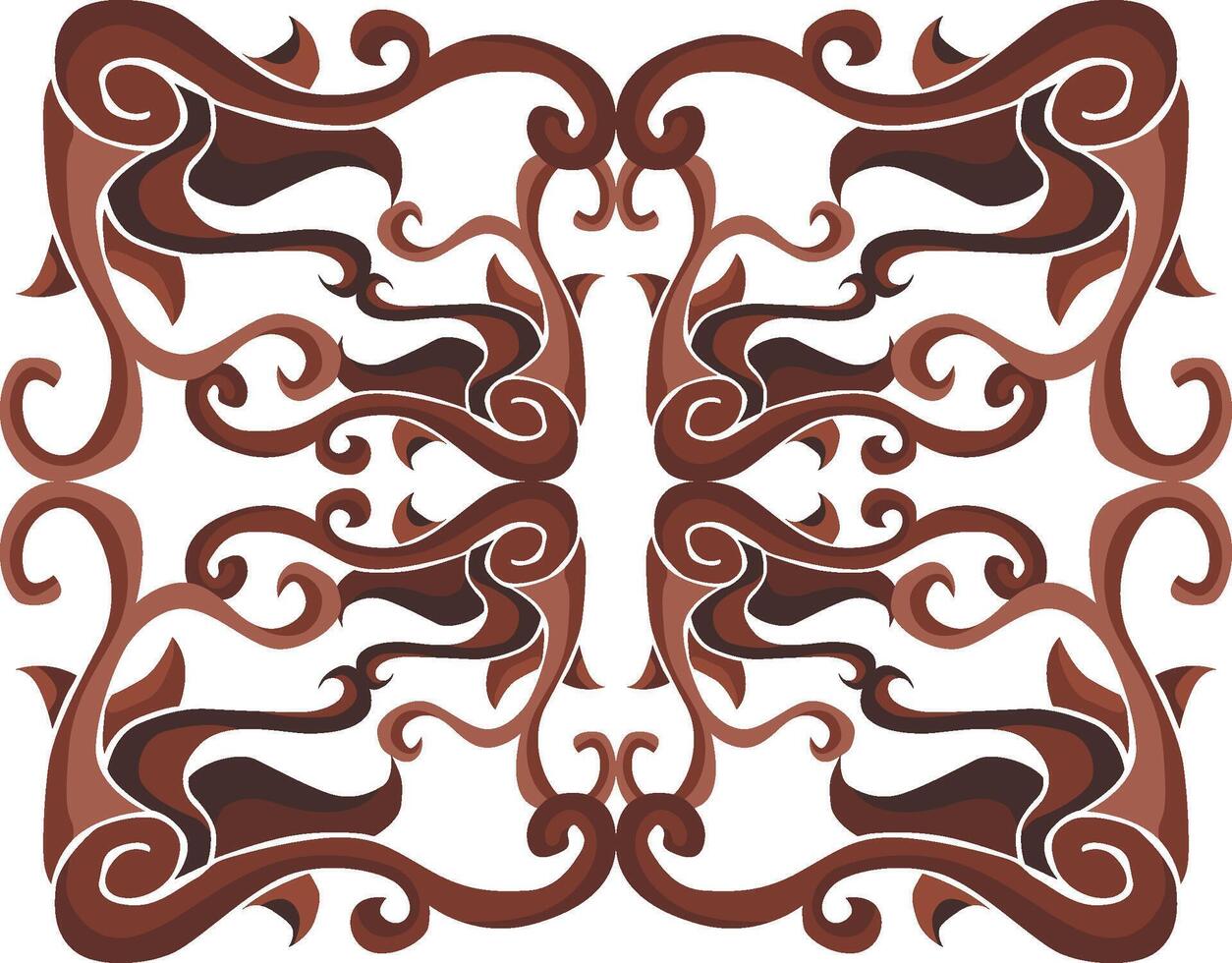 Artistic Swirl Floral Motifs in Brown Shades vector