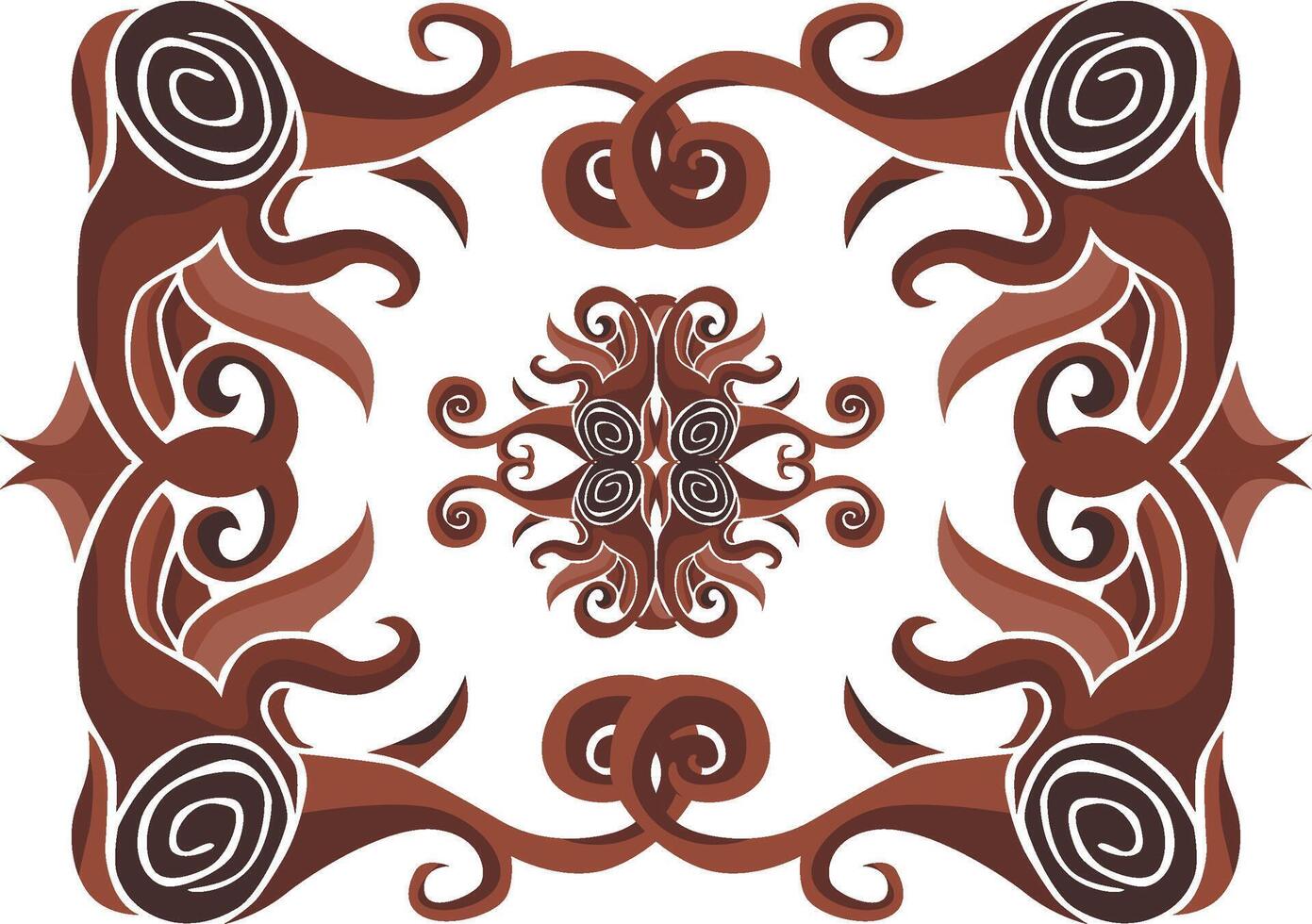 Earth-Toned Swirl Flora for Ornamental Designs vector