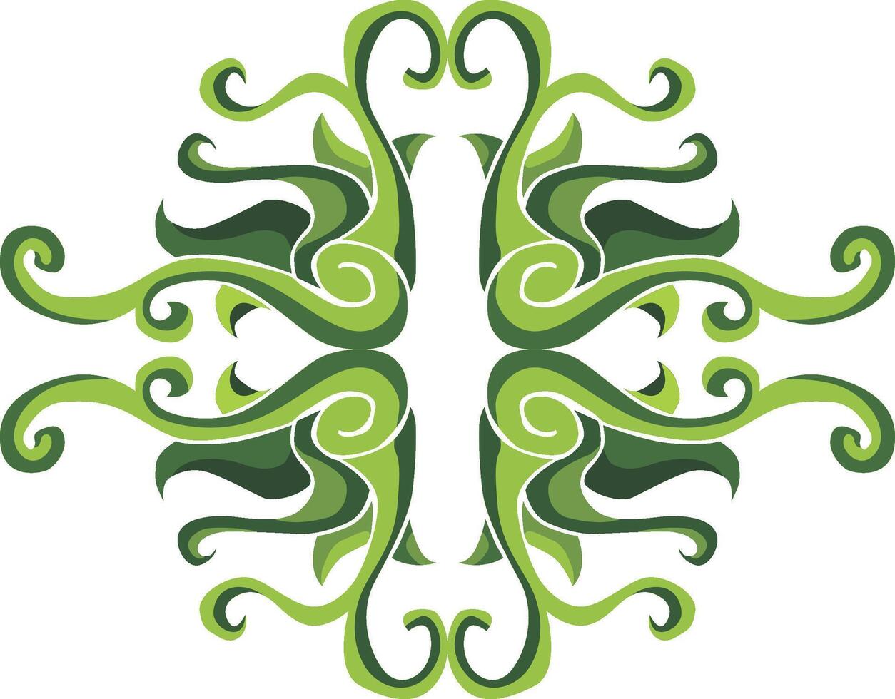 Refreshing Green Decor with Swirl Floral Elements vector