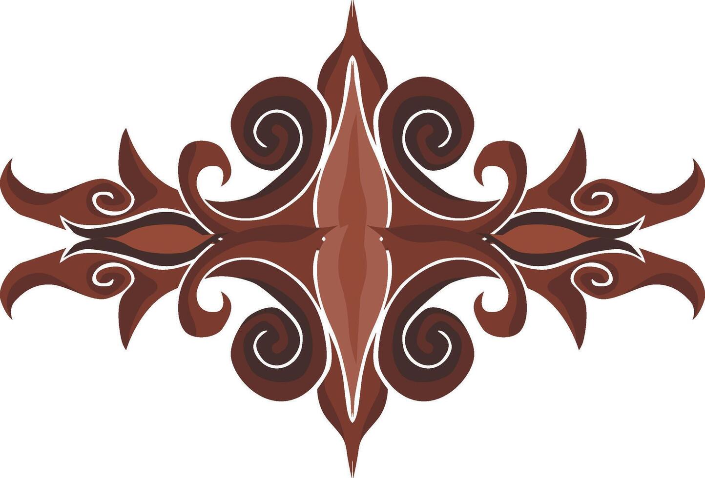 Baroque-Inspired Swirl Flora in Brown Hues vector