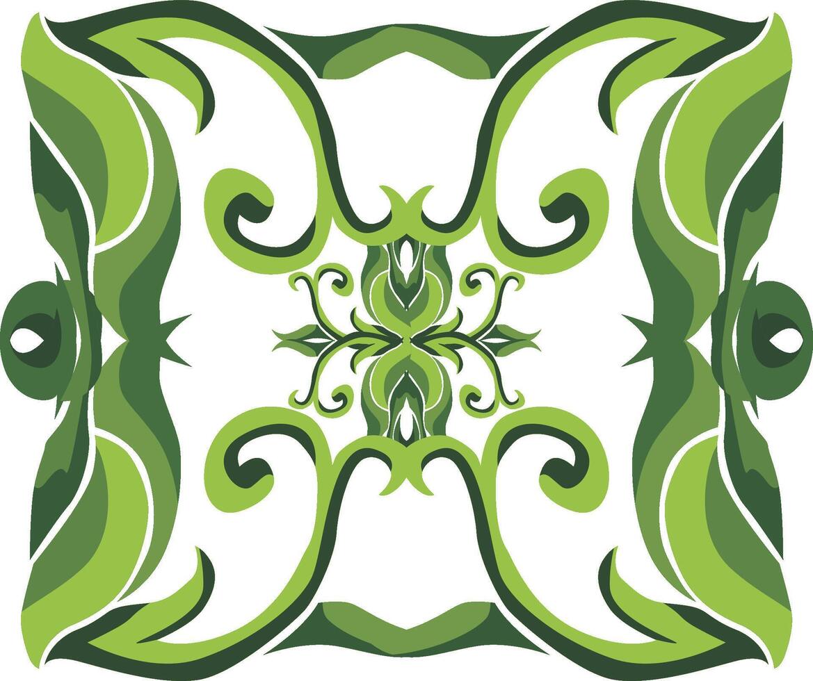 Timeless Swirl Flora Ornaments for Elegant Green Decor vector