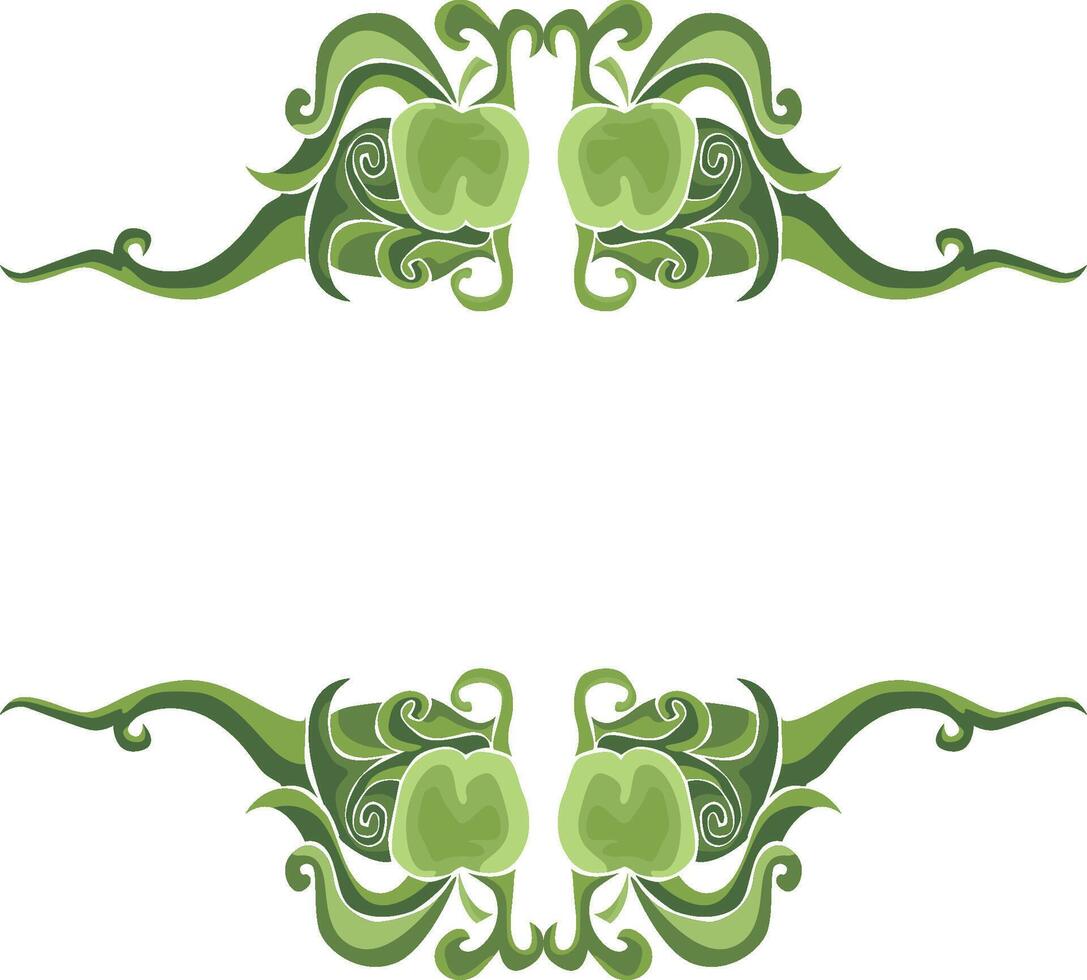 Nature-Inspired Swirl Floral and Apple Ornaments for Decorations vector