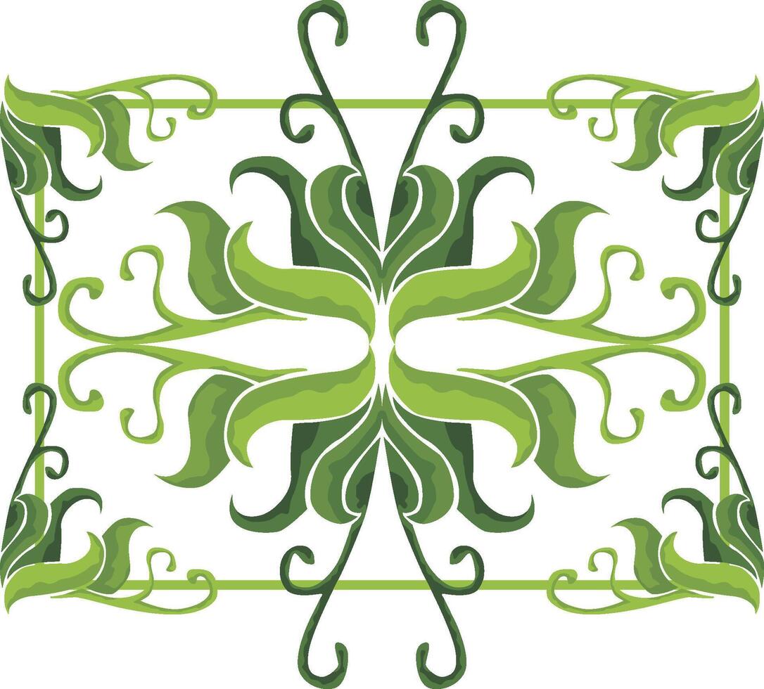 Refreshing Green Borders Enhanced by Floral Patterns vector