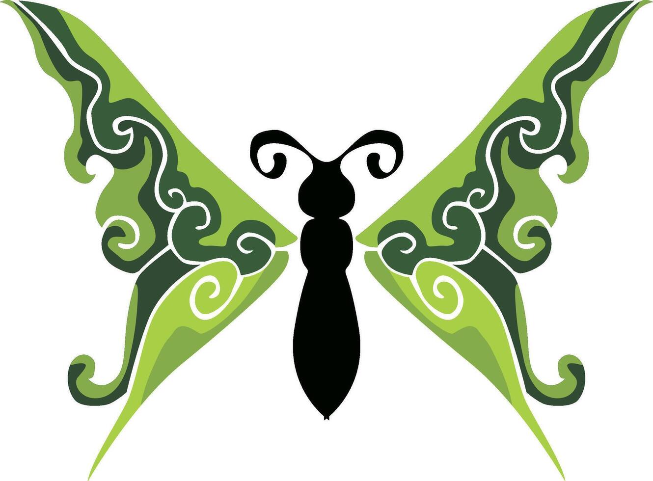 Green Butterfly Flourishes with Delicate Floral Designs vector