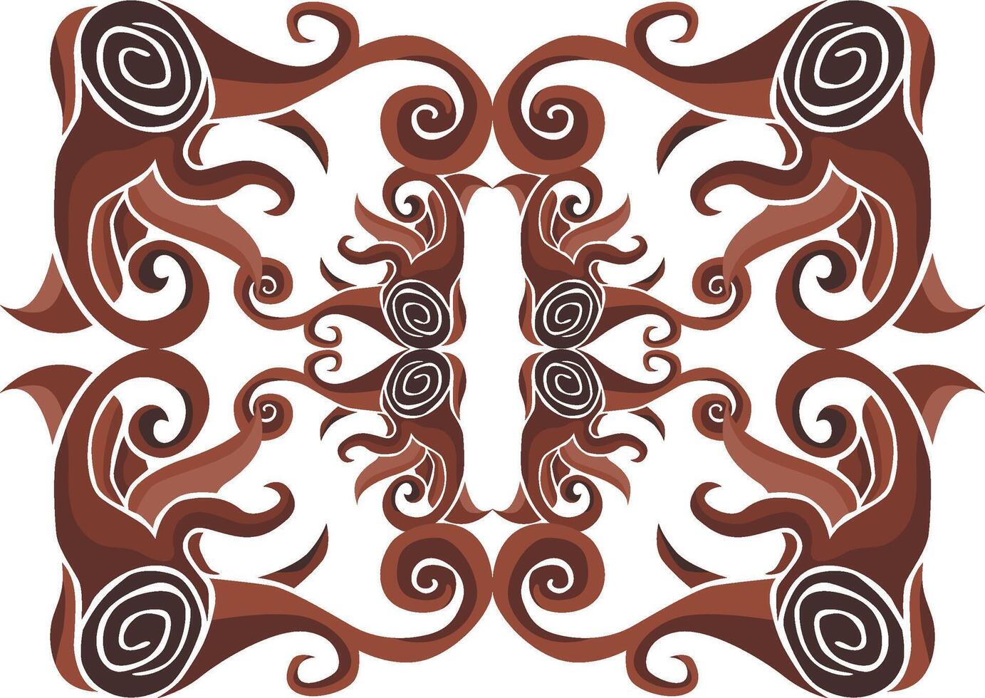Elegant Swirl Floral Ornaments in Brown Tones vector