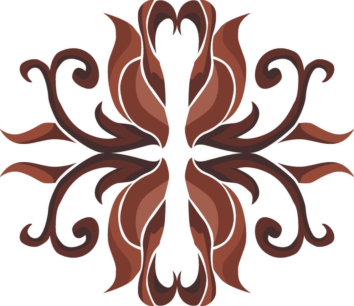 Floral Flourishes with Brown Swirl Accents vector