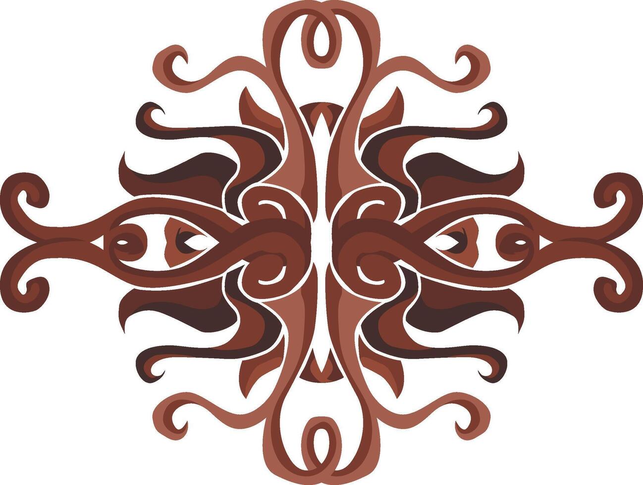 Brown-Themed Ornamental Swirl Floral Accents vector