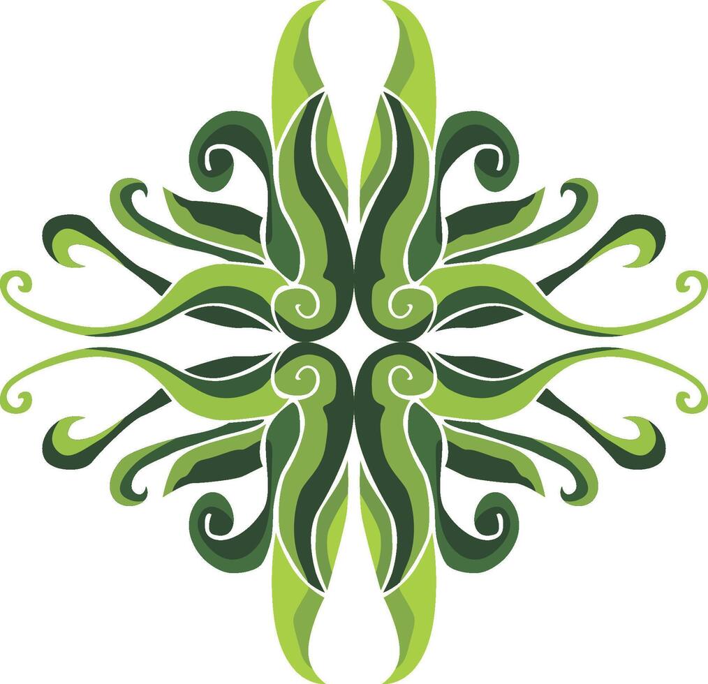 Creative Green-Themed Swirl Floral Decorations vector
