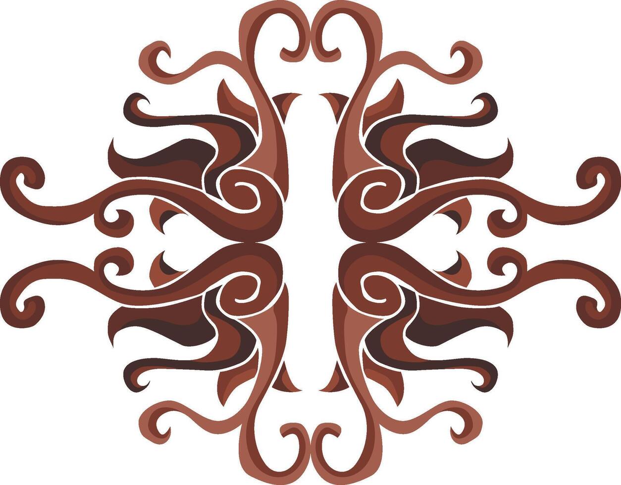 Decorative Swirl Flora Patterns in Brown Tones vector